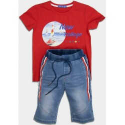 Σετ με μακό μπλούζα και jeans βερμούδα