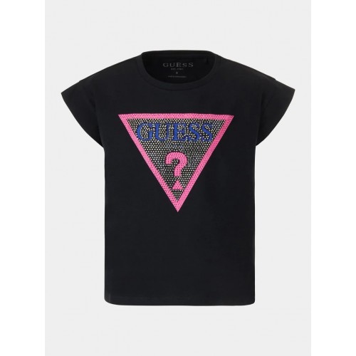GUESS Front Logo Cotton Crop T-Shirt J1RI26K6YW1-JBLK (8-16 ετών)